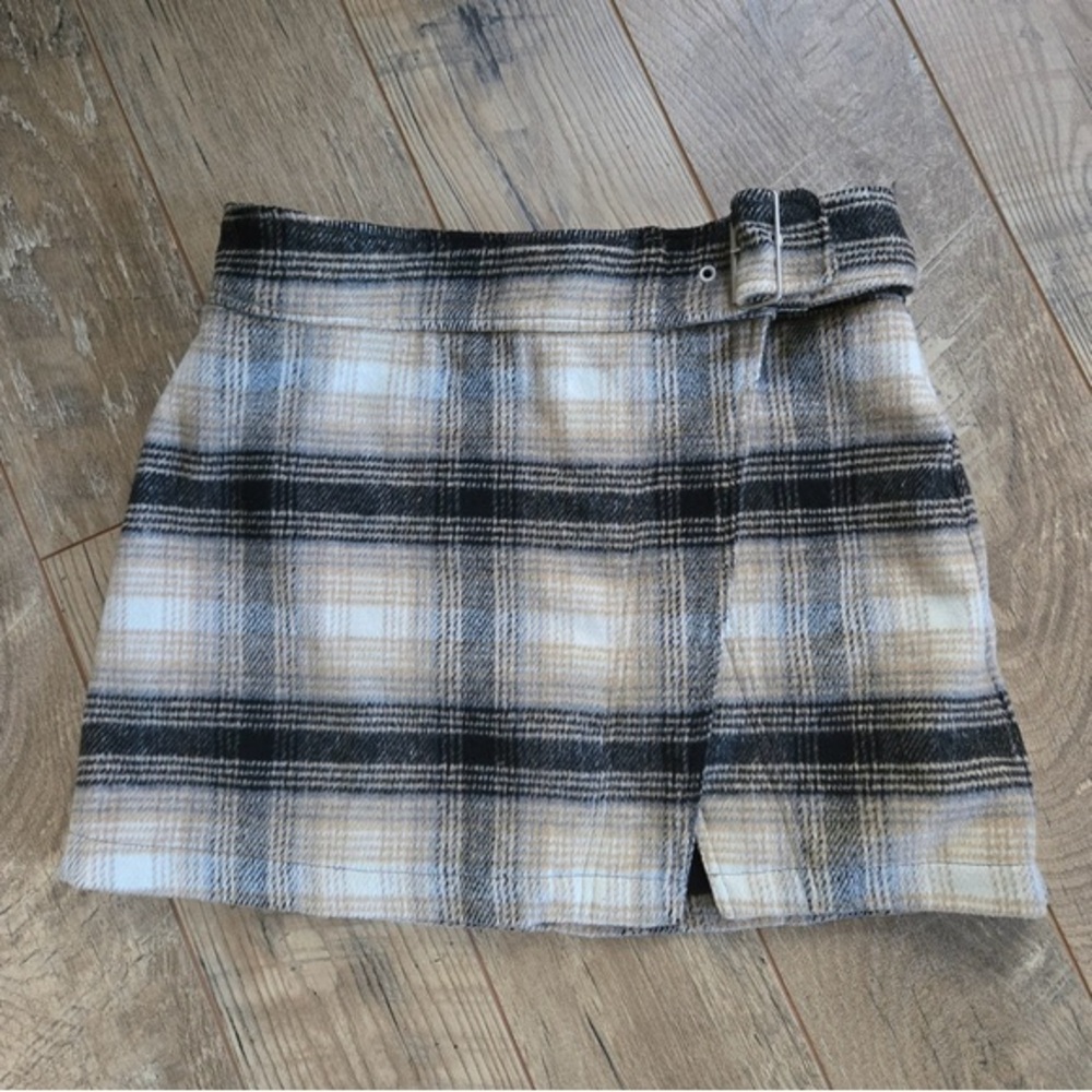 Free People Womens Size 12 Plaid Mini Skirt with Belt